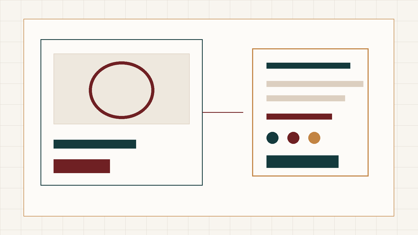 Kanso-illustratie van een gestructureerde e-commerce productpagina